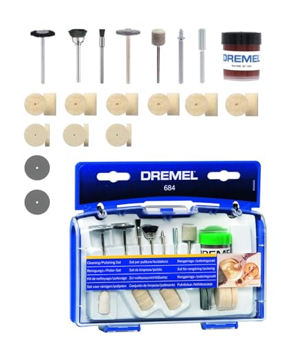 Dremel 684 Polier Zubehören, fur Multifunktionswerkzeug, Set mit 20 Zubehören zum Reinigen und Polieren von Dremel