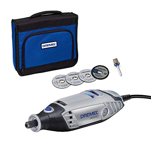 Dremel 3000 Multifunktionswerkzeug 130W, Amazon Eklusiv Set mit 5 Zubehörteilen, Variable Drehzahl 10.000-33.000 U/min zum Schneiden, Schleifen, Gravieren, Polieren, Schärfen, Reinigen, Schnitzen von Dremel