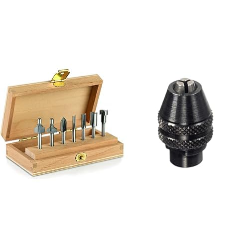 Dremel 660 Fräser Set, 7-teiliges Mehrzweck-Fräser-Set für verschiedenste Fräsarbeiten & 4486 Bohrfutter - Zubehörsatz für Multifunktionswerkzeug mit 1 Bohrfutter zum effizienten Zubehörwechsel von Dremel