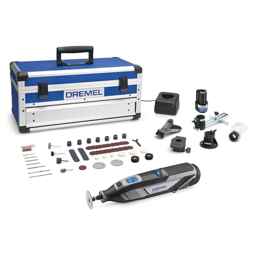 Dremel 8240 Akku-Rotationswerkzeug, 12V 2Ah Lithium-Ionen-Akku, Multifunktionswerkzeug Set mit 5 Auf-und Vorsätzen, 65 Zubehören, variable Drehzahl 5.000–35.000/min, und schnelle Ladezeit von Dremel