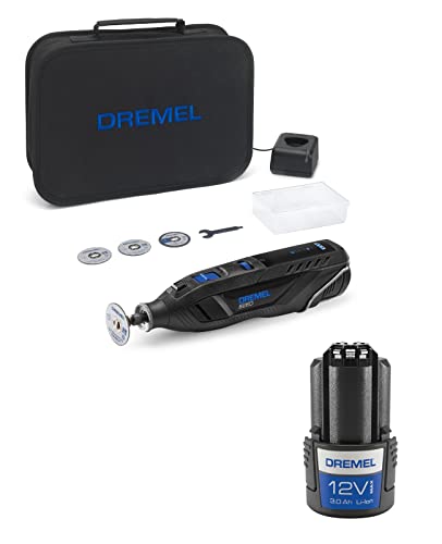 Dremel 8260 Akku-Rotationswerkzeug mit bürstenlosem Motor und 12V 3Ah Lithium-Ionen-Akku, Akku-Multifunktionswerkzeuge mit 5 Zubehörteilen, variable Drehzahl 5.000–30.000/min Multi von Dremel