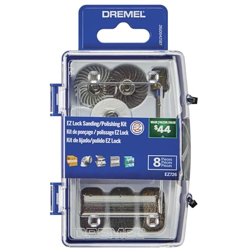 Dremel EZ726-01 EZ Lock Schleif- und Polierzubehör-Set, 8-teiliges sortiertes Set, ideal für leichtes Schleifen, Detailreinigung oder Polieren von Materialien von Dremel