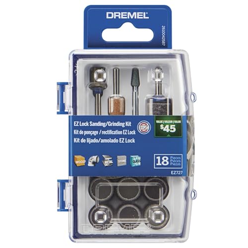 Dremel EZ727-01 EZ Lock Schleif- und Schleifwerkzeug-Zubehör-Set, 18-teilig, sortiert, perfekt zum Detailschleifen und Schärfen von Dremel