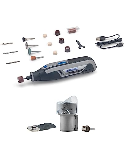 Dremel Lite 7760 Akku Multifunktionswerkzeug 3.6V, Set mit 15 Zubehörteilen + Dremel Krallenpflegeschutz Aufsatz AT02-PGK zum sicheren Schärfen der Krallen von Katzen und Hunden von Dremel