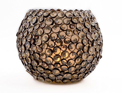 Dremic S.L. Windlicht in Spanien handgefertigt - Bruchfester Fiberglascubus mit echten Muscheln in Schneckenform dekoriert - Höhe ca.15 cm, Durchmesser ca.13 cm, Farbe:Schwarz von Dremic S.L.