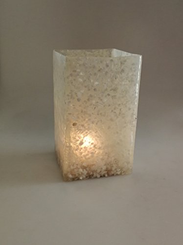 Dremic S.L. Windlicht in Spanien handgefertigt - Bruchfester Fiberglascubus mit echten Muscheln in Schneckenform dekoriert - Länge ca.10 cm, Höhe ca.18 cm, Farbe:Hell von Dremic S.L.