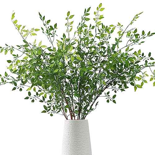 Dremisland 2 Stück Künstlich Pflanzen Stämme 110cm Nandina Zweige Grün Kunstpflanzen Faux Greenery Stämme Blätter für Vasenfüller Zuhause Hochzeit Büro Dekor Küchendeko von Dremisland