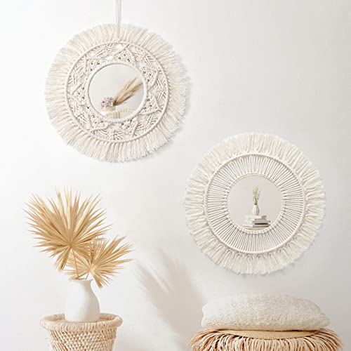 Dremisland 2er Set Makramee Wandspiegel Wanddeko mit Gewebten Fransen Blatt Wand Befestigter Boho Deko Rund Spiegel Wandbehang Beige Dekorativer Spiegel für Wohnung Haus Schlafzimmer Wohnzimmer Dremisland 2er Set Makramee Wandspiegel Wanddeko mit Gewebten Fransen Blatt Wand Befestigter Boho Deko Rund Spiegel Wandbehang Beige Dekorativer Spiegel für Wohnung Haus Schlafzimmer Wohnzimmer von Dremisland