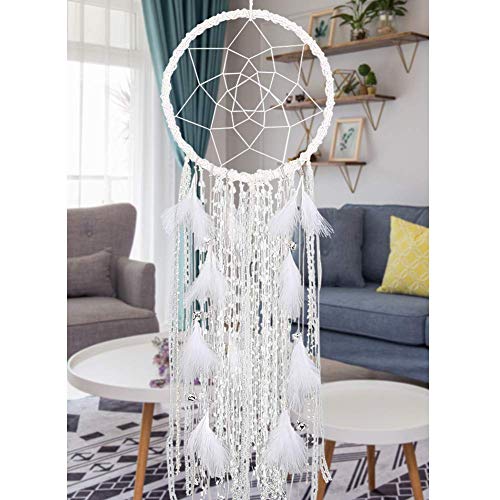 Dremisland Extra Große Traumfänger Wandbehang Dekoration Handgemachte weiß Feder Boho Traumfänger mit Glocken Hochzeit Dream Catcher Schlafzimmer Handwerk Weihnachtsdekor von Dremisland