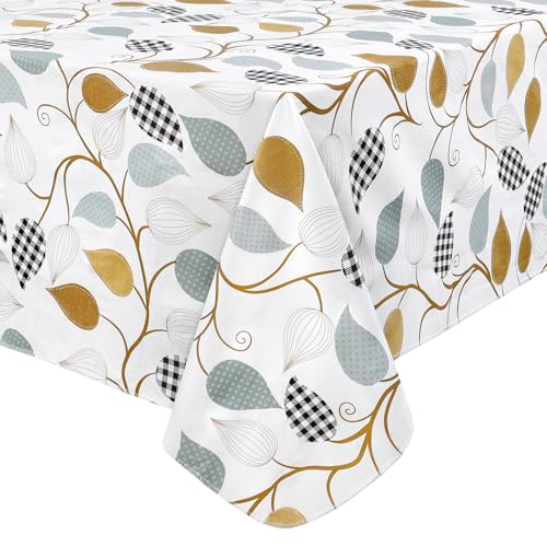 Dremisland Tischdecke Rechteck 152x213 cm Tischtuch Abwischbare Vinyl Wasserdicht öLdichte Tischdecke Abwaschbar mit Blattmuster Gartentischdecke mit Flanellrücken für Geburtstag Party Restaurant Dremisland Tischdecke Rechteck 152x213 cm Tischtuch Abwischbare Vinyl Wasserdicht öLdichte Tischdecke Abwaschbar mit Blattmuster Gartentischdecke mit Flanellrücken für Geburtstag Party Restaurant von Dremisland