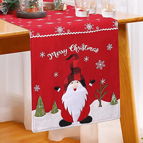 Dremisland Weihnachten GNOME Tischläufer Weihnachten Schneeflocke Tischset Dekorative Tischwäsche Klassische Weihnachtsmann Tischflagge für Zuhause Tischdecke Kommode Party Gathering Dekoration, Rot von Dremisland