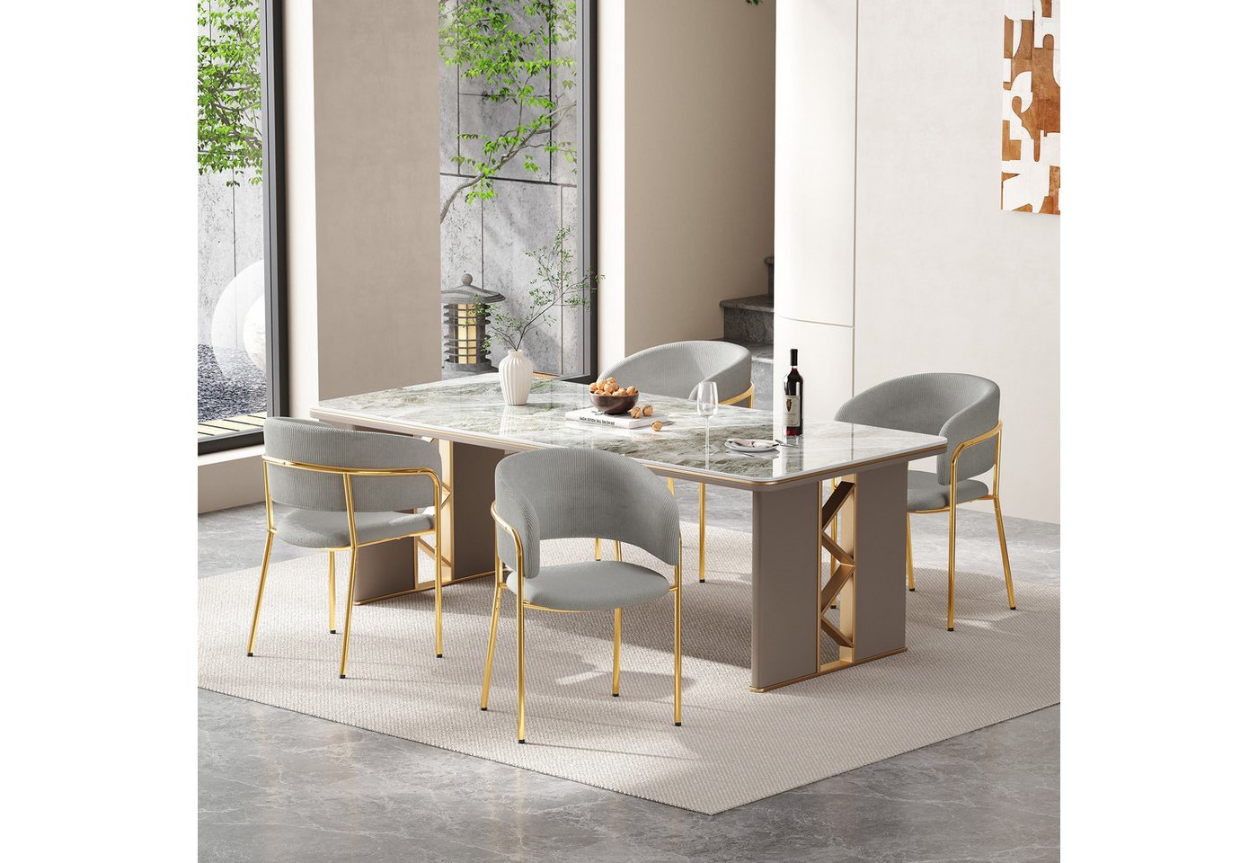 Drenice Stuhl Moderner Stuhl mit Schrägstuhlbein, Verstellbare Füße und Cordstoff (Ideal für Wohnzimmer, Offene Bürofläche, Esszimmer, 4 St) von Drenice