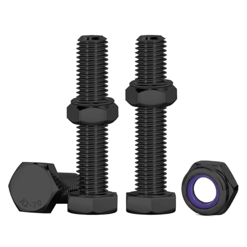 Drenky Sechskantschrauben Set M6 Schrauben Schwarz Edelstahl A2 V2A Schrauben Muttern Set M6x35mm Selbstsichernde Muttern Schrauben Set für Möbel, Autos, Fahrräder, Schiffe, 3D-druck, 10 Stück von Drenky