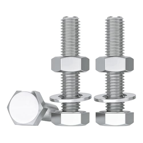 Drenky 10 Stück M8 Schrauben Und Muttern Set, Sechskantschraube Bolzen Und Muttern Unterlegscheiben Edelstahl A2 V2A M8x35mm Schrauben Sortiment Kit, DIN933 / DIN934 / DIN125 von Drenky
