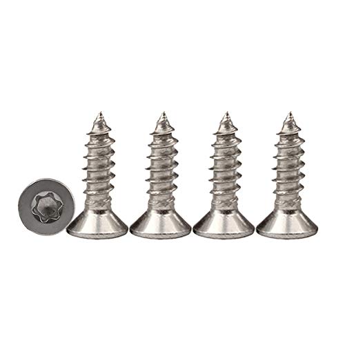 Drenky 100 Stück M5 x 12 Torx Schrauben 304 Edelstahl-Blechschrauben, Flachkopf Schrauben, DIY-Holzbearbeitung Schrauben Schrauben aus Edelstahl 304 Voller Thread Holzbearbeitungsbefestigung von Drenky