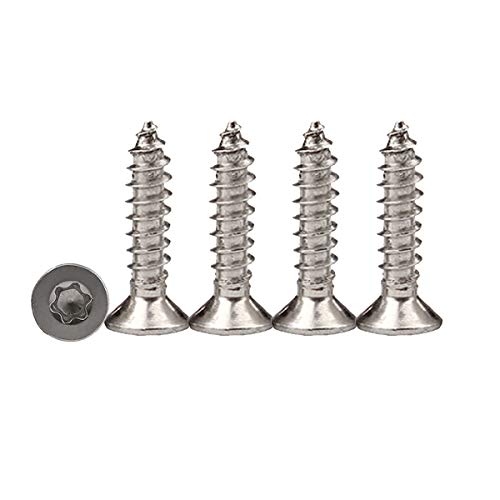 Drenky 100 Stück M5 x 16 Torx Schrauben 304 Edelstahl-Blechschrauben, Flachkopf Schrauben, DIY-Holzbearbeitung aus Edelstahl 304 Voller Thread Holzbearbeitungsbefestigung von Drenky