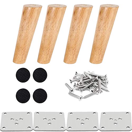 Drenky Set mit 4 Möbelfüßen Holz Bettfuß Schräg 15 cm, Couchtisch, geneigt, Möbelfuß, Küche, Walnuss-Finish, mit Installationszubehör für Sessel, Nachttisch, Schrank, Schublade etc von Drenky