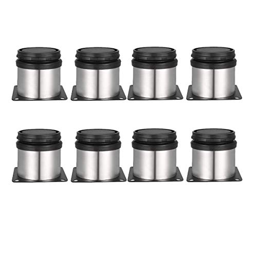 Drenky 8 Stück Möbelfüße Metall Tischbeine Metall 5cm Rund Edelstahl Gebürstet möbelfüße verstellbar Tischbeine Höhenverstellbar Gesamthöhe 50mm-65mm Kommen Mit Edelstahlschrauben für Möbel Projekt von Drenky