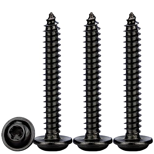 Drenky Blechschrauben Flachkopf M5x30mm,50 Stück Selbstschneidende Schrauben Mit Scheibe Edelstahl Rostfrei A2 V2A Schwarz Holzschrauben Torx Vollgewinde von Drenky