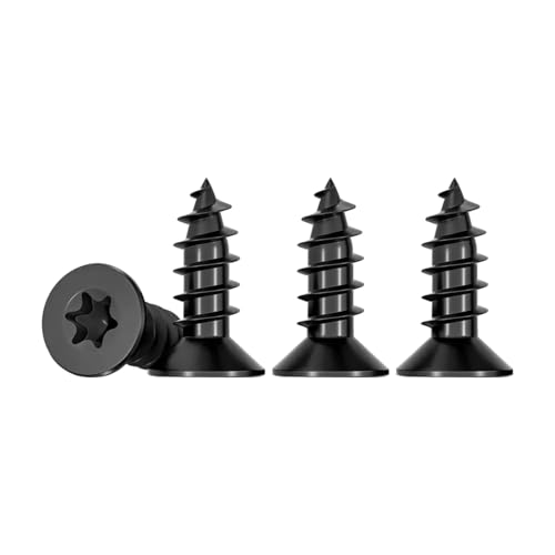 Drenky Holzschrauben Torx Schwarz 50 Stück, Schrauben Senkkopf M4 X 16 mm Aus Edelstahl Rostfrei A2 Vollgewinde Spanplattenschrauben Selbstschneidende Schrauben Universalschrauben Torx TX20 von Drenky