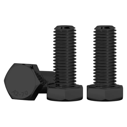 Drenky M10 Sechskant Schrauben‌ Edelstahl A2 V2A M10 x 25mm Sechskantkopfschrauben 10 Stück DIN 933 Maschinenschrauben für Möbelreparatur, Automobil und Maschinenmontage, Schwarz von Drenky