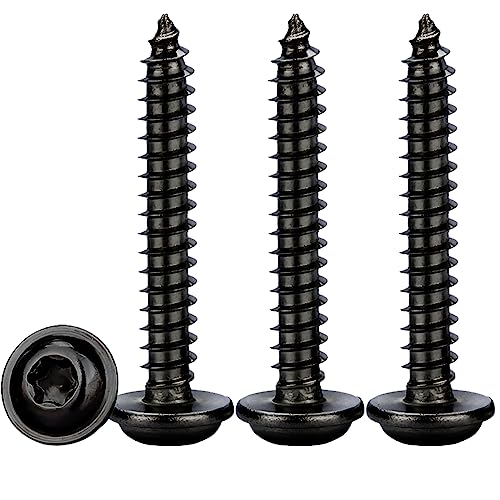 Drenky M4x25mm Blechschrauben Selbstschneidend,50 Stück Holzschrauben Torx Flachkopf Mit Scheibe Schwarz Selbstschneidende Schrauben Edelstahl Rostfrei A2 V2A Vollgewinde von Drenky