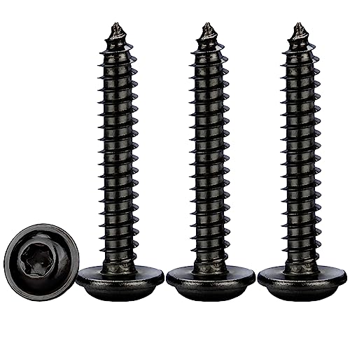 Drenky Blechschrauben Selbstschneidend,M5x25mm Holzschrauben Torx Schwarz Flachkopf mit Scheibe Selbstschneidende Schrauben Edelstahl Rostfrei A2 V2A Tellerkopfschrauben Vollgewinde,50 Stück von Drenky