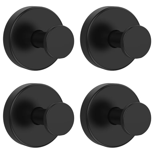 Drenky Saugnapf Haken Edelstahl A2 V2A Haken Mit Saugnapf 4 Stück Saughaken Extra Stark Haken Saugnapf Handtuchhaken Wiederverwendbar Saugnapfhaken für Badezimmer Toilette Küche Büro (Schwarz) von Drenky