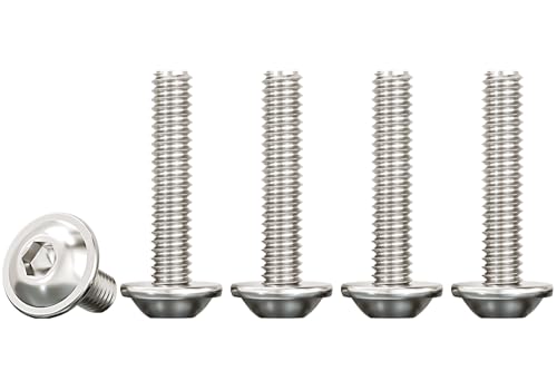 Drenky M4 Innensechskant Flansch Edelstahl Schrauben Rostfrei M4x25mm Linsenkopfschraube A2 V2A Edelstahlschrauben Flachkopfschraube Gewindeschrauben Vollgewinde, Schwarz, 50 Stück von Drenky