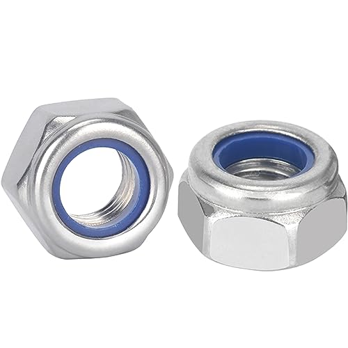 Drenky Sechskantmuttern Edelstahl M6,25 Stück Selbstsichernde Muttern Sechskant DIN 985 Edelstahlmutter Standard A2 V2A Kontermuttern M6 Metrisch Gewinde von Drenky
