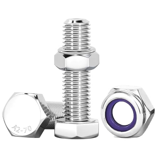 Drenky M10 Sechskantschraube und Muttern Set, 10 Stück Edelstahl A2 V2A Schrauben Set M10x25mm Schrauben Sortiment mit Selbstsichernde Muttern für Möbel, Autos, Fahrräder, Schiffe, 3D-druck Drenky M10 Sechskantschraube und Muttern Set, 10 Stück Edelstahl A2 V2A Schrauben Set M10x25mm Schrauben Sortiment mit Selbstsichernde Muttern für Möbel, Autos, Fahrräder, Schiffe, 3D-druck von Drenky