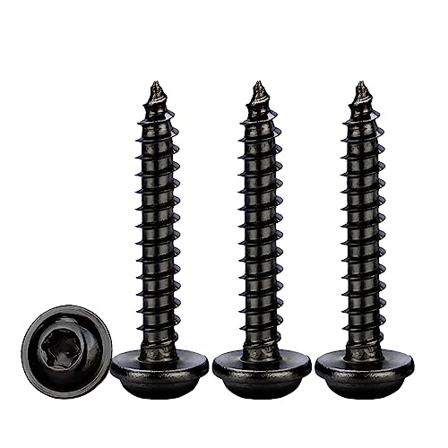 Drenky Tellerkopfschrauben Edelstahl M3x18mm,50 Stück Blechschrauben Selbstschneidend Flachkopf Mit Scheibe Schwarz Edelstahl Rostfrei A2 V2A Metallschrauben Torx Vollgewinde von Drenky