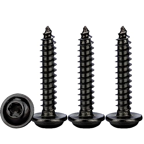 Drenky Tellerkopfschrauben Edelstahl M4x18mm,50 Stück Blechschrauben Selbstschneidend Flachkopf Mit Scheibe Edelstahl Rostfrei A2 V2A Schwarz Metallschrauben Torx Vollgewinde von Drenky