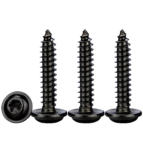 Drenky Tellerkopfschrauben Edelstahl M5x18mm,50 Stück Blechschrauben Selbstschneidend Flachkopf Mit Scheibe Edelstahl Rostfrei A2 V2A Schwarz Metallschrauben Torx Vollgewinde von Drenky