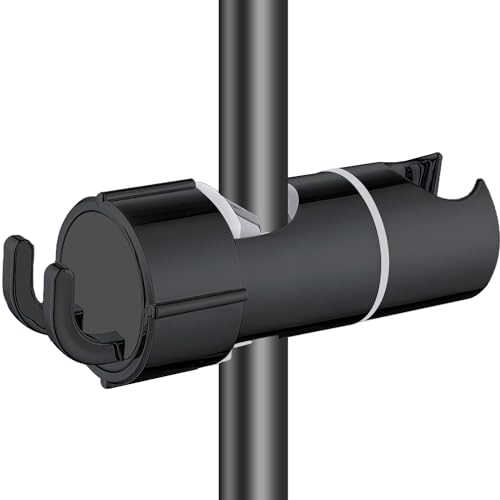 Duschkopfhalterung Für Duschstange Mit 2 Haken, Handbrause Halterung 360° Drehbar Für Slide Bar 16-27 mm Außen Durchmesser Duschhalterung Für Duschkopf ABS Grade Brausehalter Kunststoff Schwarz Duschkopfhalterung Für Duschstange Mit 2 Haken, Handbrause Halterung 360° Drehbar Für Slide Bar 16-27 mm Außen Durchmesser Duschhalterung Für Duschkopf ABS Grade Brausehalter Kunststoff Schwarz von Drenky