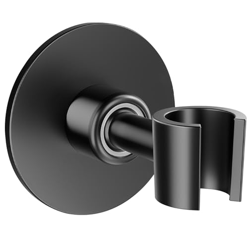 Duschkopfhalterung Ohne Bohren, Edelstahl 304 Handbrause Halterung Universal Duschhalterung Selbstklebend Mit Klebepads Verstellbar Brausehalter Mit 360 Grad Kugelgelenk Verstellbar (Schwarz) von Drenky