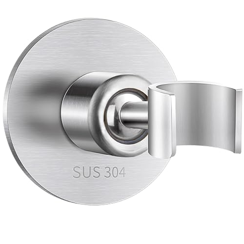 Duschkopfhalterung Ohne Bohren, Edelstahl 304 Handbrause Halterung Universal Verstellbar Brausehalter Selbstklebend Mit Klebepads Duschhalterung Mit 360 Grad Kugelgelenk Verstellbar (Silber) von Drenky