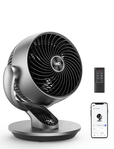 Dreo 28dB Leiser Smart Tischventilator für Schlafzimmer Büro, Ventilator mit Fernbedienung Kühlung 21M Windentfernung 4-Geschwindigstufe 5 Modi 12H Timer 90° Auto 120° Manuell oszillierend, Lynx S von Dreo