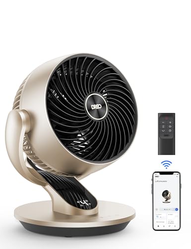 Dreo 28dB Leiser Smart Tischventilator für Schlafzimmer Büro, Ventilator mit Fernbedienung Kühlung 21M Windentfernung 4-Geschwindigstufe 5 Modi 12H Timer 90° Auto 120° Manuell oszillierend, Lynx S von Dreo