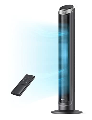 Dreo 28dB Leiser Turmventilator, Kühlung Fernbedienung 5-Geschwindigkeit 4 Modi 12 Std Timer, 90° Oszillierendes Tower Fan Standventilator für Schlafzimmer, Cruiser Pro T3, Schwarz von Dreo