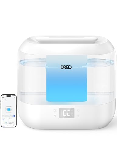 Dreo 4L Smart Humidifiers for Bedroom, Quiet Supersized Cool Mist Ultrasonic Humidifier with Diffuser and Nightlight, 32 Hour Long Runtime for Home, Indoor, Nursery, Plant(White) von Dreo