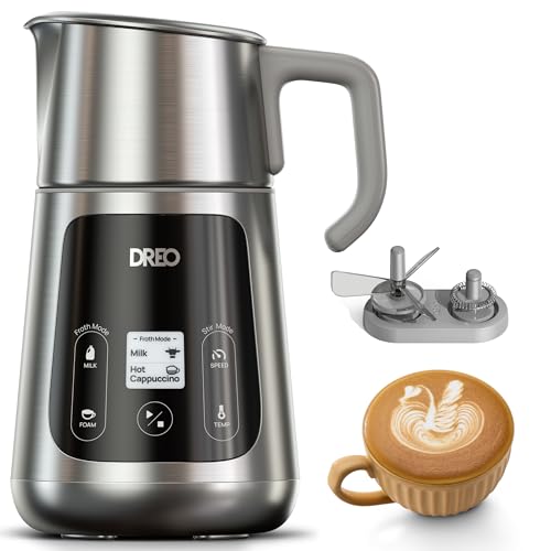 Dreo All-in-1 Milchaufschäumer, Automatischer Schaummacher für Latte Art-Niveau Mikrofoam und heiße/kalte Kaffees, 27oz/800ml Elektrischer Milchwärmer mit über 30 Getränken, Spülmaschinenfest. von Dreo