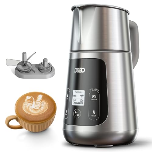 Dreo All-in-1 Milchaufschäumer, Automatischer Schaummacher für Latte Art-Niveau Mikrofoam und heiße/kalte Kaffees, 27oz/800ml Elektrischer Milchwärmer mit über 30 Getränken, Spülmaschinenfest. von Dreo