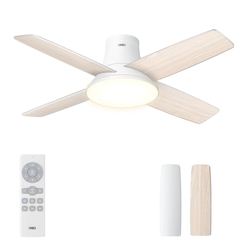 Dreo Ceiling Fan with Light and Remote Control, 44 Inch Flat Black Reversible 5CC 6 Level Dimmable 6 Speeds Quiet Timer Easy Assembly for Bedroom von Dreo