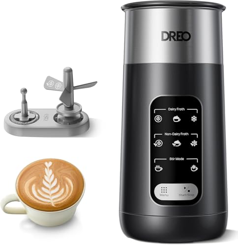 Dreo Milchaufschäumer, 8-in-1 Elektrischer Aufschäumer für Latte Art Kaffee, 255.1 g/270ml Heiß- und Kaltschaumaufschäumer, Automatischer Milchwärmer für Milch- und Nicht-Milchmilch mit LED, Leicht zu Dreo Milchaufschäumer, 8-in-1 Elektrischer Aufschäumer für Latte Art Kaffee, 255.1 g/270ml Heiß- und Kaltschaumaufschäumer, Automatischer Milchwärmer für Milch- und Nicht-Milchmilch mit LED, Leicht zu von Dreo