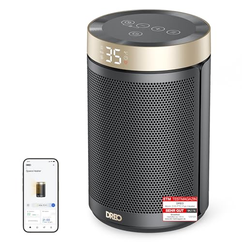 Dreo Energiesparender Heizlüfter, 1500W energiesparender leiser Raumheizer, tragbare Keramik-Fan-Heizer, Thermostat 3 Modi 12H Timer, Überhitzungs- und Kippschutz, für Schlafzimmer, Atom 316, Gold Dreo Energiesparender Heizlüfter, 1500W energiesparender leiser Raumheizer, tragbare Keramik-Fan-Heizer, Thermostat 3 Modi 12H Timer, Überhitzungs- und Kippschutz, für Schlafzimmer, Atom 316, Gold von Dreo