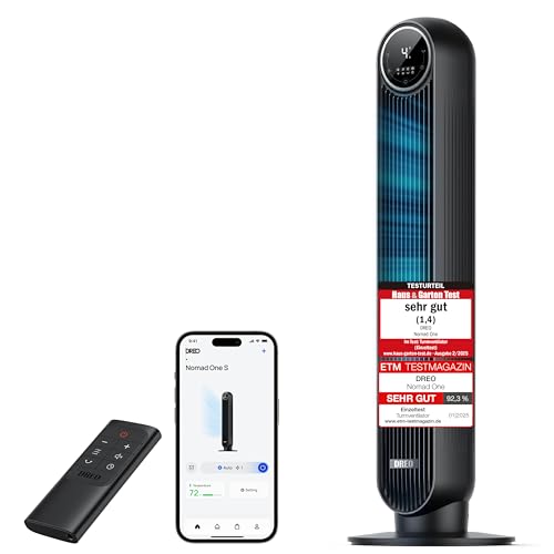 Dreo Smart Leiser Turmventilator, APP & Sprachsteuerung, 90° oszillierender Ventilator mit Fernbedienung, 4 Modi, 4 Geschwindigkeiten, 8 Std. Timer, Nomad One S, Schwaz Dreo Smart Leiser Turmventilator, APP & Sprachsteuerung, 90° oszillierender Ventilator mit Fernbedienung, 4 Modi, 4 Geschwindigkeiten, 8 Std. Timer, Nomad One S, Schwaz von Dreo