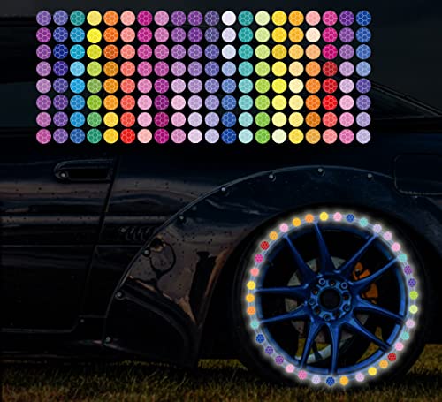 Dreothy 160 Stück Regenbogen-Punkte, starke reflektierende Aufkleber selbstklebend Sicherheitszeichen reflektierendes Klebeband Aufkleber für Fahrzeug Motorrad Fahrrad Helm LKW Stoßstangen-Aufkleber von Dreothy