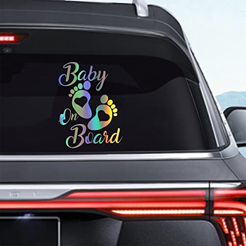 Dreothy 2 Stück Baby on Board Aufkleber Vinyl Auto Aufkleber Wasserdicht Niedliche Baby Fußabdrücke Sicherheit Warnschild für Auto LKW Motorrad Laptop Stoßstange Aufkleber von Dreothy