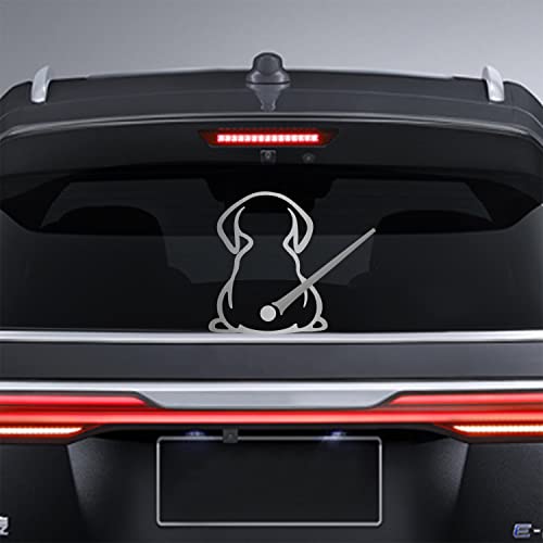 Dreothy Hunde-Aufkleber, wasserdicht, Heckscheibenwischer-Aufkleber, Cartoon, lustiger Hundeschwanz, Aufkleber für Auto, Heck, Hundeaufkleber, Autofenster-Aufkleber (gebürstetes Silber) von Dreothy